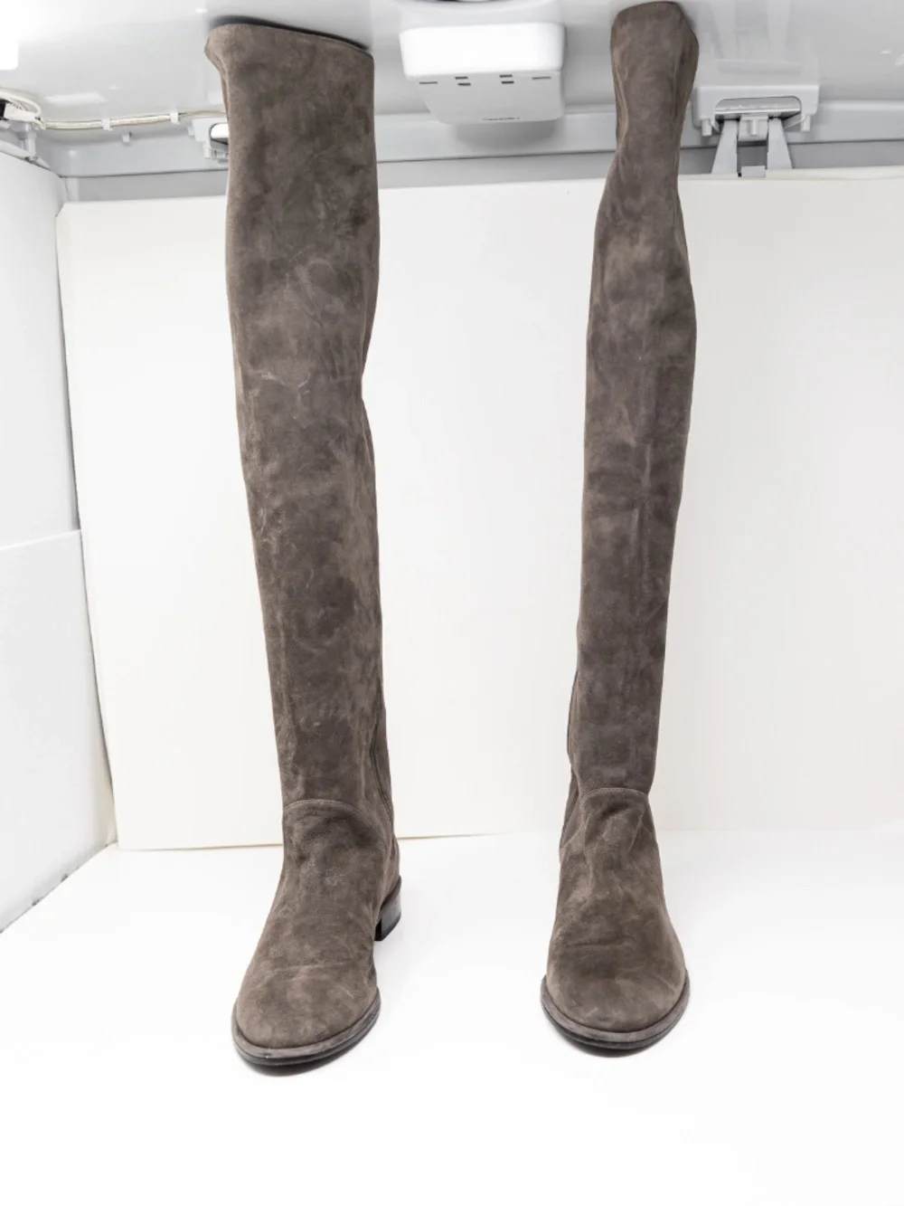 Stuart Weitzman x Scoop Genuine Suede Flat Over The Knee Boots Shoes Gray 8.5